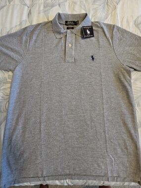 Polo by Ralph Lauren Men's Light Gray Polo with Navy Pony. Large. NWT.